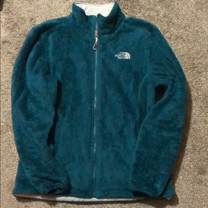 Fuzzy north face zip up jacket size medium